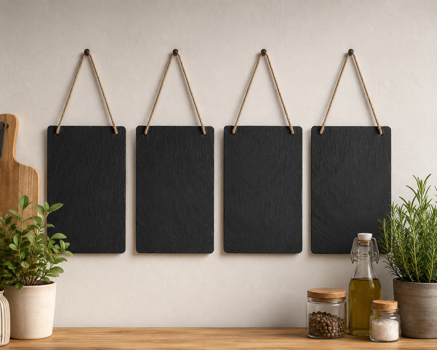 Navaris Schiefer Kreidetafel 4er Set 25x15cm Hängeschild Kreidetafeln Kreide F5