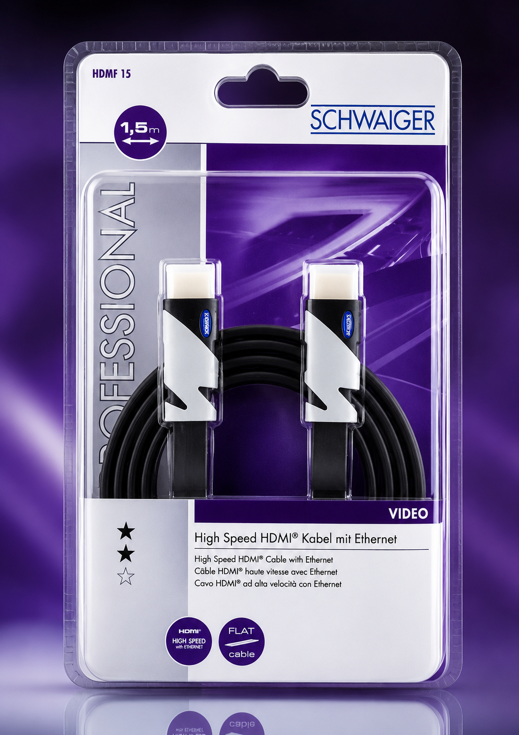 Schwaiger HDMF15 HDMI Kabel High Speed mit Ethernet 4K UHD TV Kabel HDMI 1,5m A5