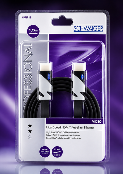 Schwaiger HDMF15 HDMI Kabel High Speed mit Ethernet 4K UHD TV Kabel HDMI 1,5m A5
