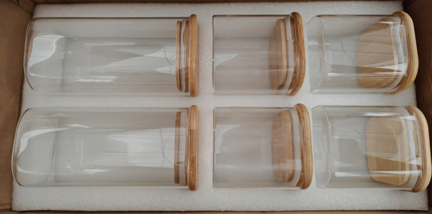Finew Vorratsgläser 12er Set Glas mit Bambusdeckel Luftdicht Lebensmittelglas B5