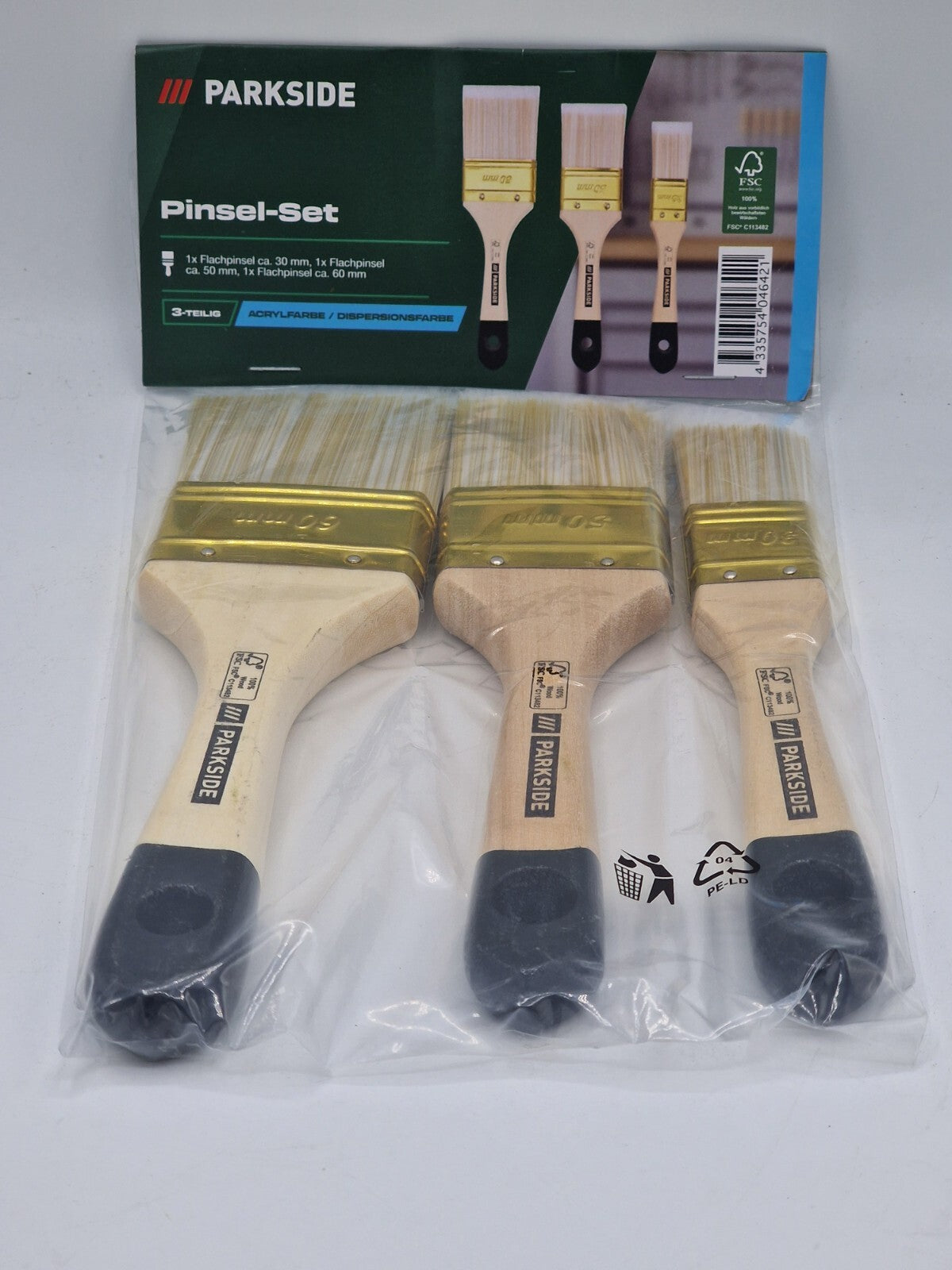 Parkside Pinsel-Set 3-tlg. für Acryl- & Dispersionsfarben