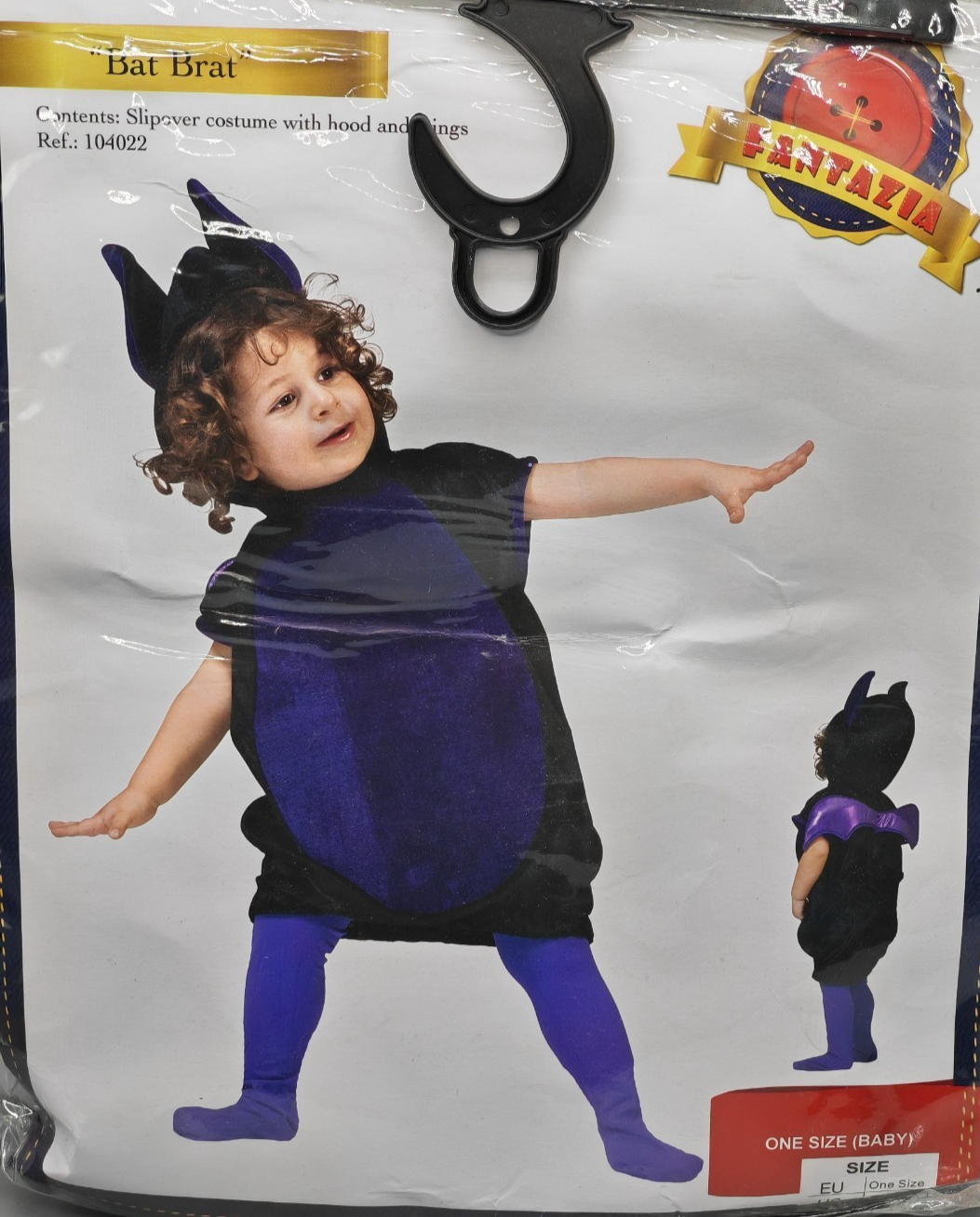 Fantazia Bat Brat Fledermaus Kostüm Baby One Size Halloween Kapuze Flügel