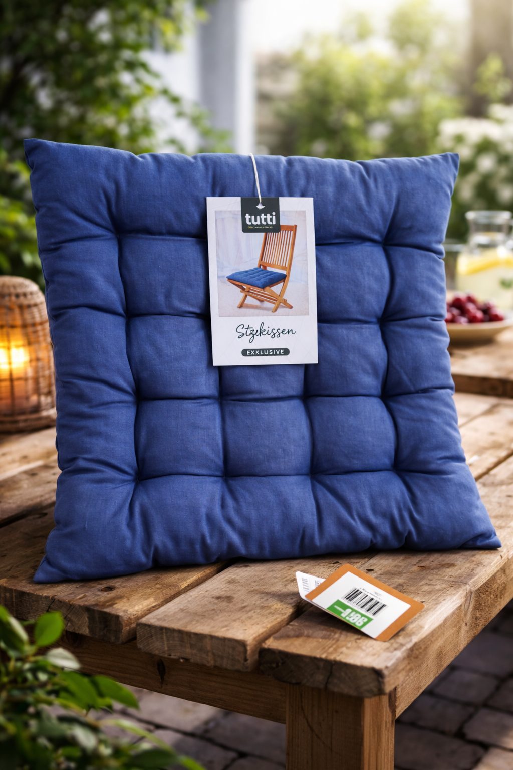 Tutti Stuhlkissen 40x40 cm Blau – Sitzkissen Baumwolle