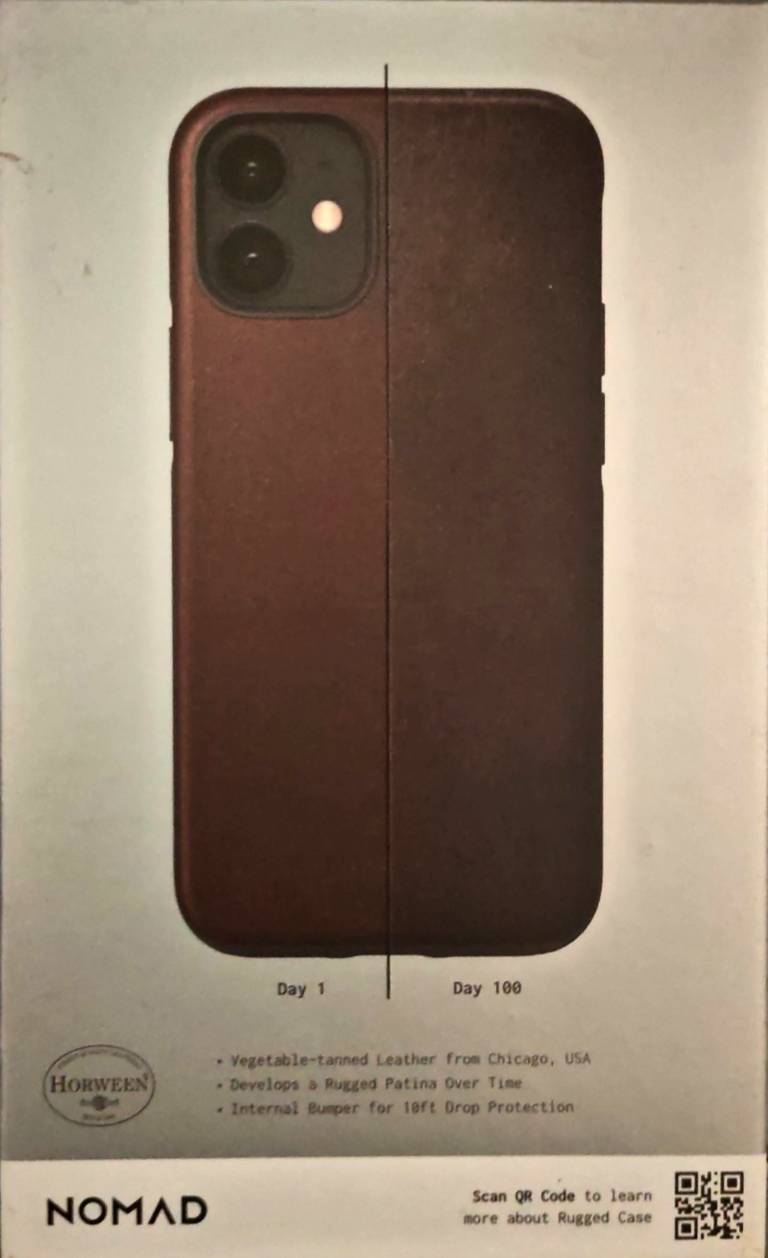 NOMAD Rugged Case iPhone 12 mini 5,4" Horween Leder Rustic Brown Schutzhülle A9