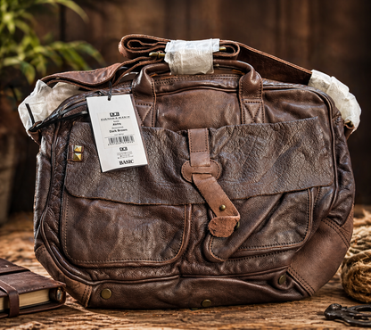 DESIDERIUS Basic Alirio Ledertasche Dark Brown Rindsleder Umhängetasche Braun H2