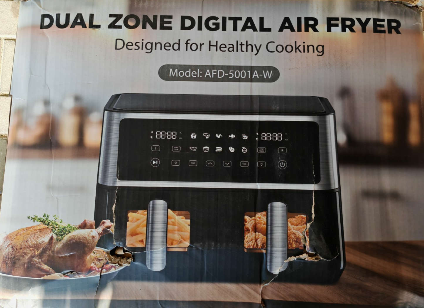 Tomanto Dual Zone Air Fryer AFD-5001A-W Heißluftfritteuse Digital