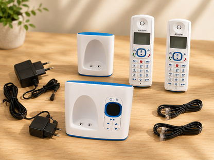 ALCATEL F530 Voice Duo DECT Schnurlostelefon mit AB 2 Mobilteile Freisprechen A8