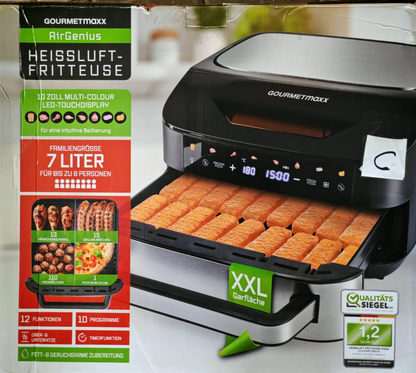 GOURMETmaxx Heißluftfritteuse 7L XXL Airfryer Touchscreen 10 Programme 1800W A18