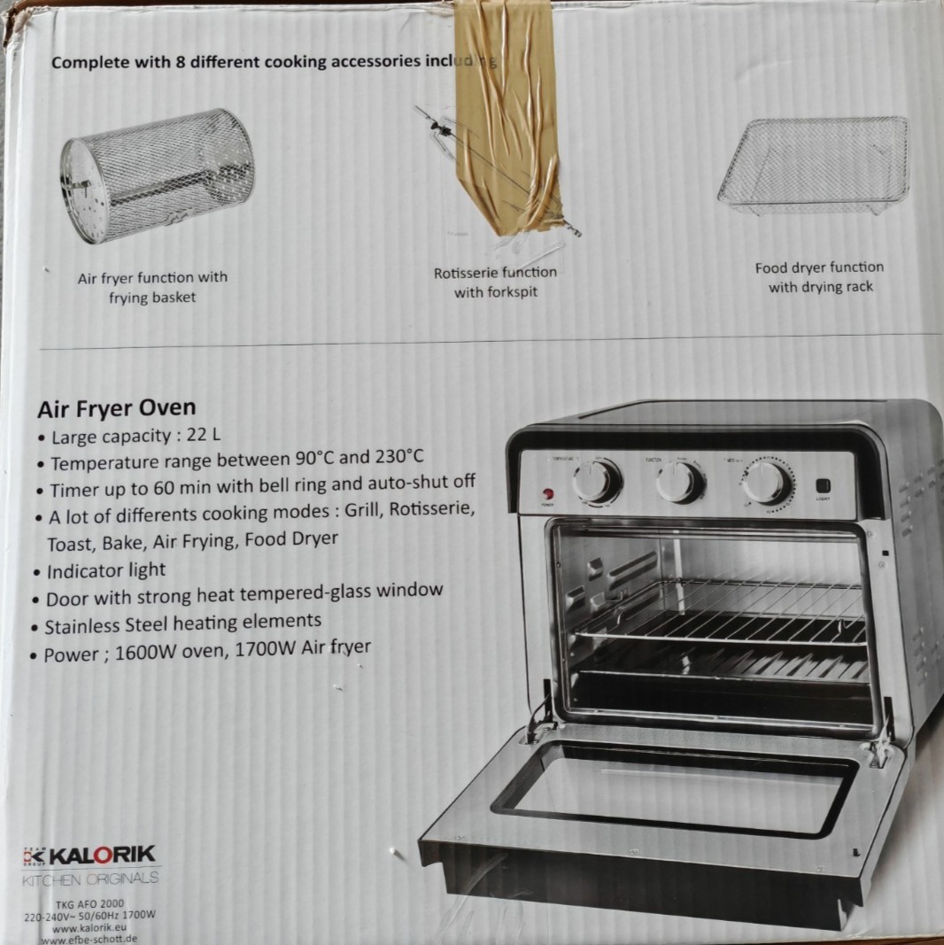 Kalorik TKG AFO 2000 4in1 Air Fryer Ofen Heißluftfritteuse 1700W Backofen HA22