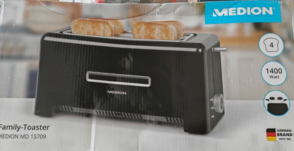 MEDION MD 15709 Family-Toaster 4 Scheiben 1400W Langschlitztoaster Schwarz E4