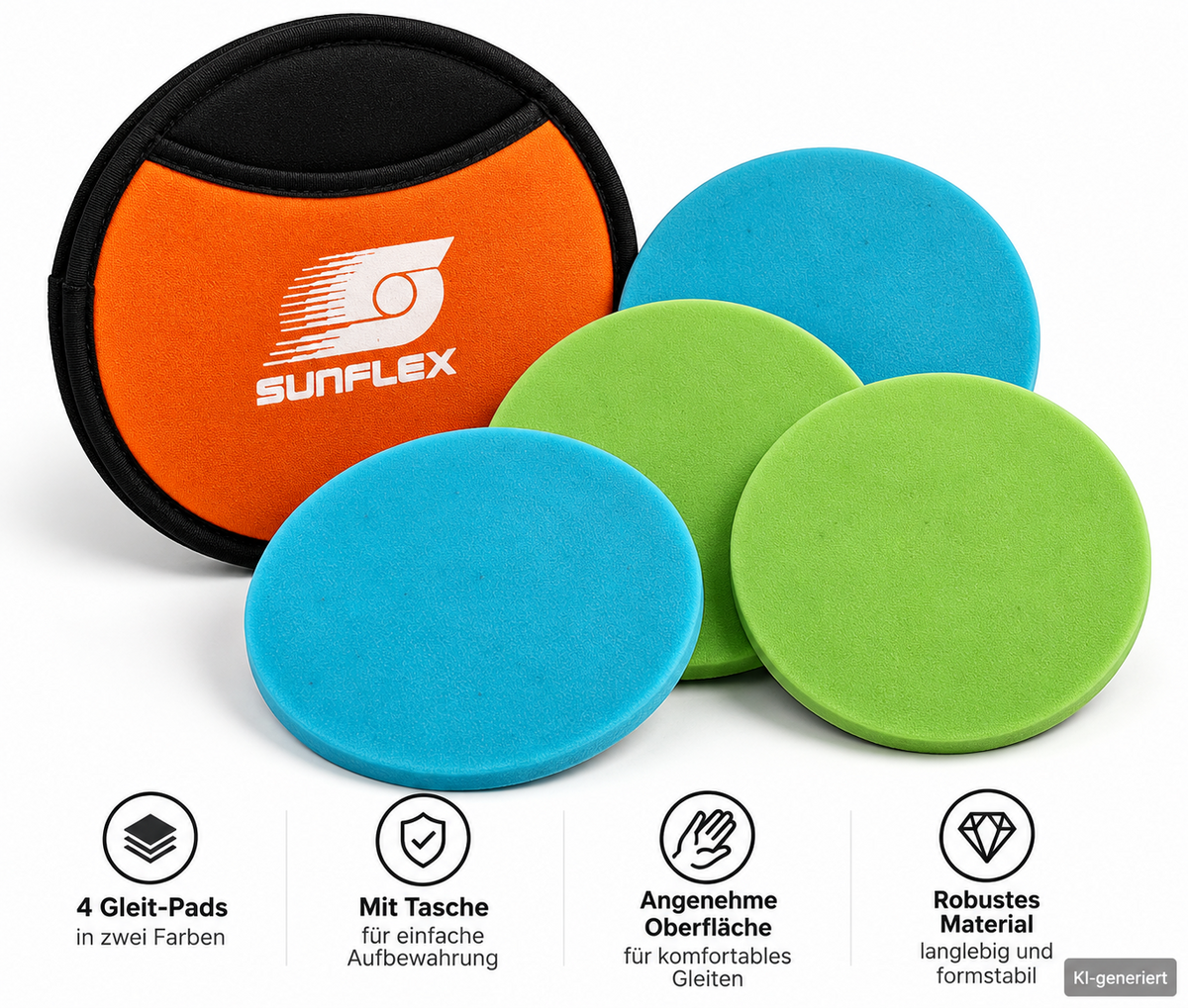 SUNFLEX 4x Mini Frisbee Wurfscheiben Set Blau Grün mit Tasche Outdoor Spiel E1