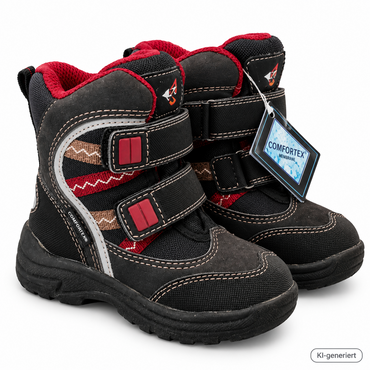 EB Kids Winterstiefel Gr. 21 Schwarz Rot Comfortex Membrane Klett Kinder G2