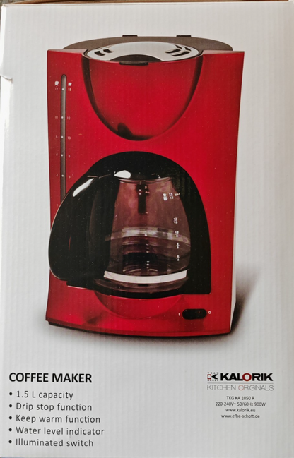 Kalorik TKG KA 1050 R Filterkaffeemaschine 1,5L 12 Tassen Glaskanne 900W Rot HA5