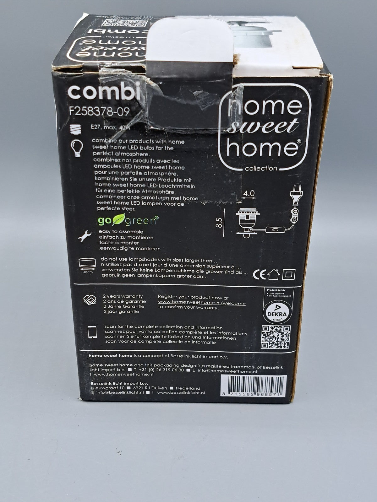Home Sweet Home Tischlampen-Sockel Combi – Gebürsteter Stahl, E27