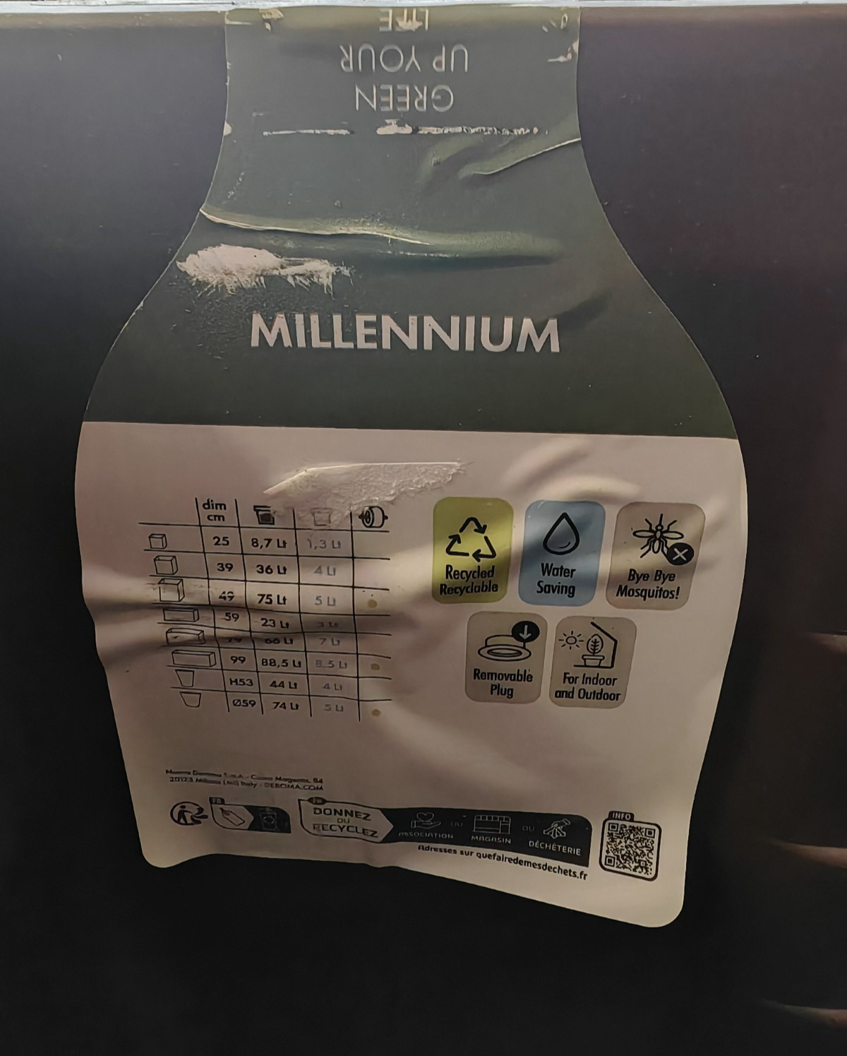 Deroma Cubo Millennium 49 cm Brownstone | Blumenkübel Pflanzkübel