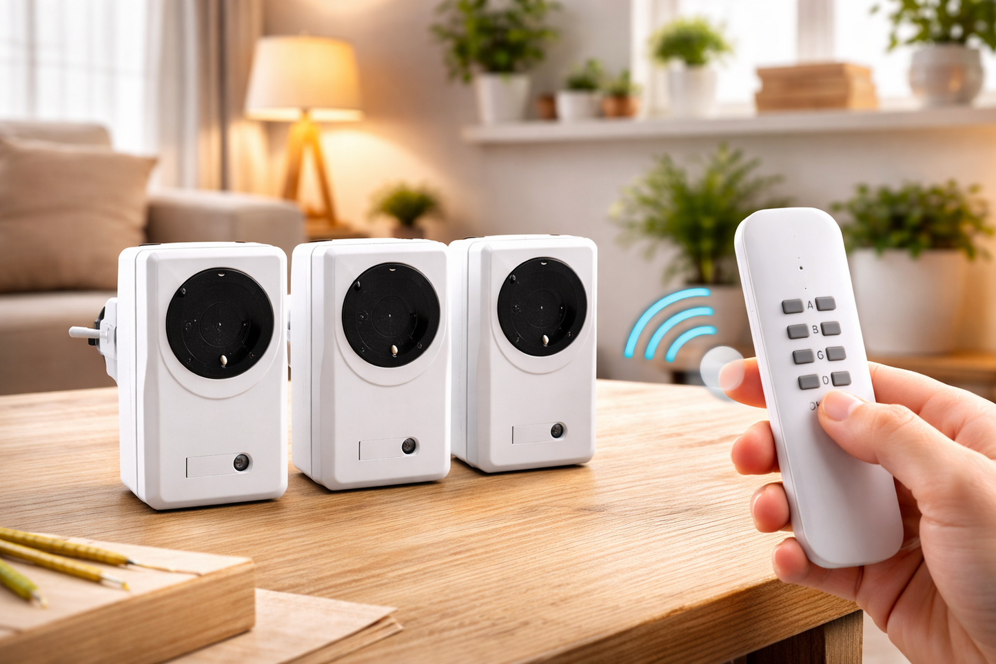 UNITEC Funkfernschalter Set – 3 Steckdosen + Fernbedienung, Indoor, Weiß