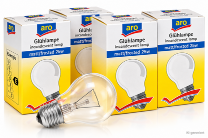 8x aro Glühlampe E27 25W 230V 220lm Matt klassische Glühbirne Leuchtmittel HA34