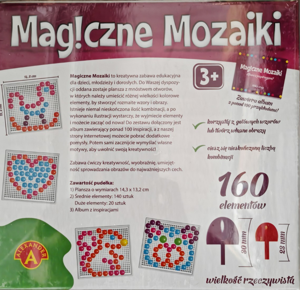 Alexander Magische Mosaike 160 Teile Steckmosaik Kreativspiel Kinder ab 3 D6