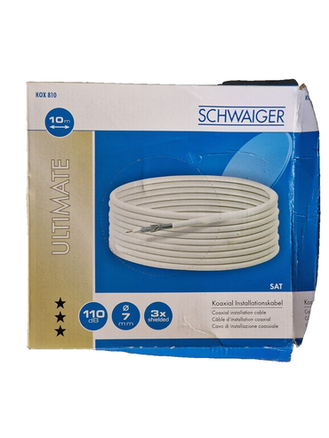 Schwaiger KOX 810 Koaxial Installationskabel 10 Meter, 110dB, 7mm, 3x Shielded
