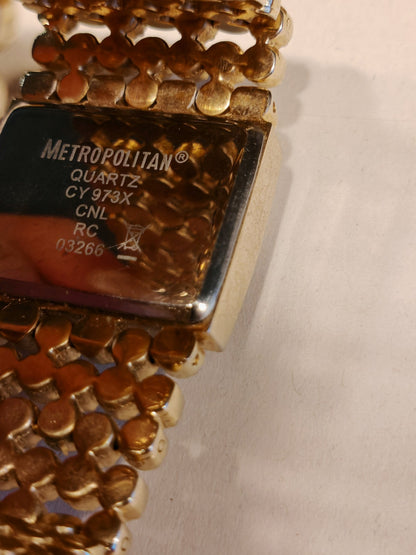 Metropolitan Damen-Quartz-Uhr CY973X Gold mit Diamantdetails & breitem Armband