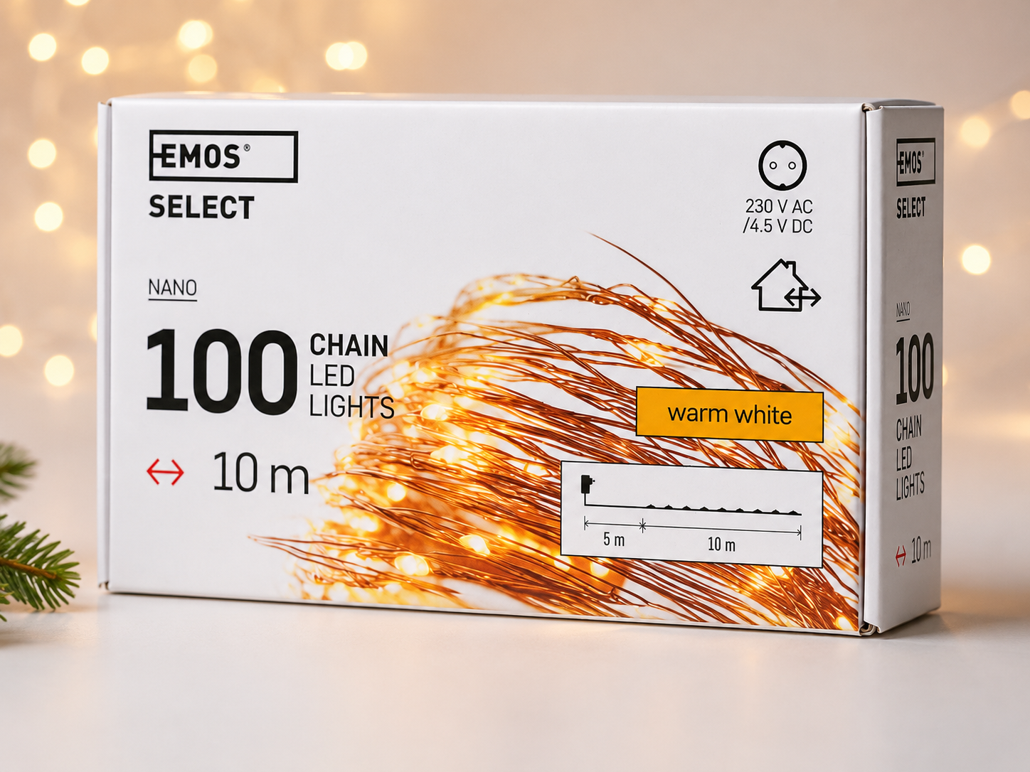 EMOS Nano LED Lichterkette 10m warmweiß IP44 Timer Innen Außen Weihnachten HA35