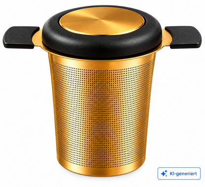 bonVIVO Puri Teesieb Edelstahl Kupfer-Look Feinmaschig Teefilter mit Deckel B4