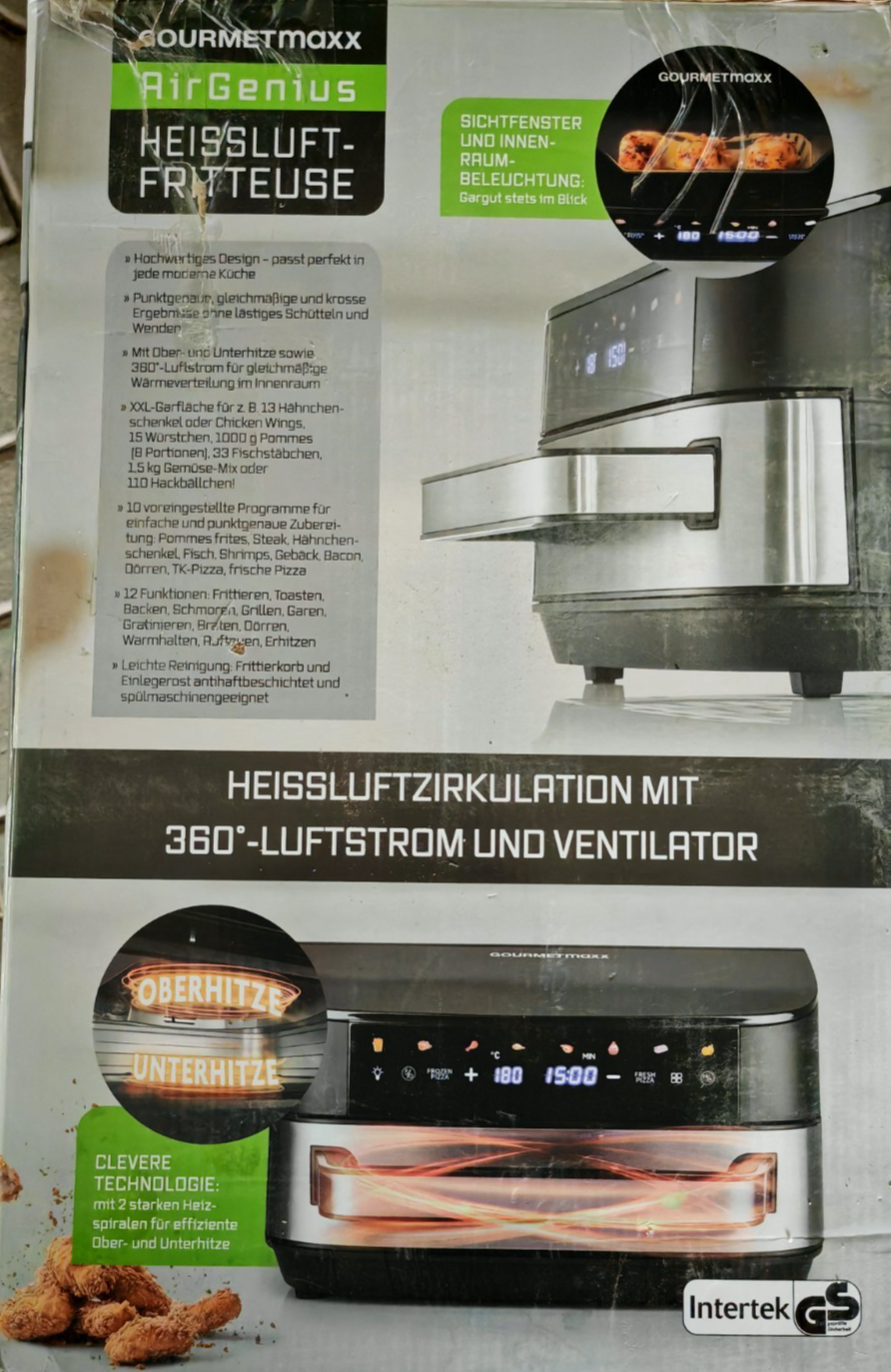 GOURMETmaxx Heißluftfritteuse 7L XXL Airfryer Touchscreen 10 Programme 1800W A18