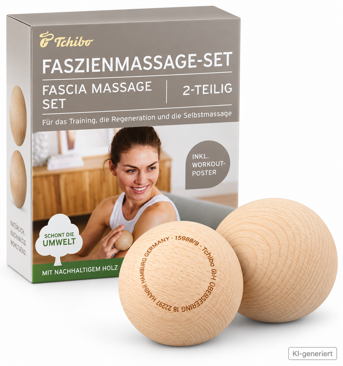 Tchibo Faszienmassage Set 2tlg Holz Massageball Faszien Training 648951 F4