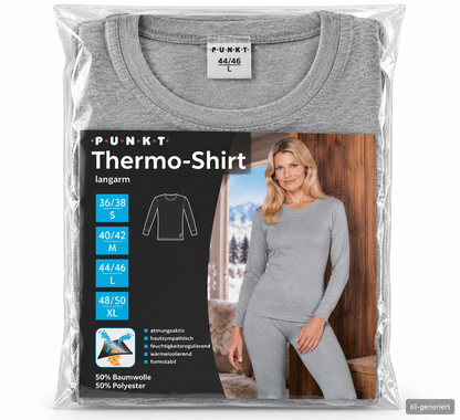 PUNKT Damen Thermo Shirt Langarm Gr. 44/46 L Grau Funktionsunterwäsche G3