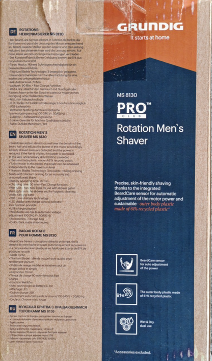 GRUNDIG Herrenrasierer MS 8130 ProClub, BeardCare Sensor, Wet & Dry, Titanium C2