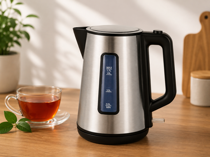 Emerio Wasserkocher 1,7L 2200W Cool Touch Edelstahl Schwarz BPA-frei HO-A5