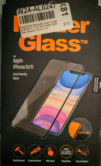 PanzerGlass iPhone 11 XR Schutzglas Case Friendly Edge-to-Edge 2665 Schwarz A9