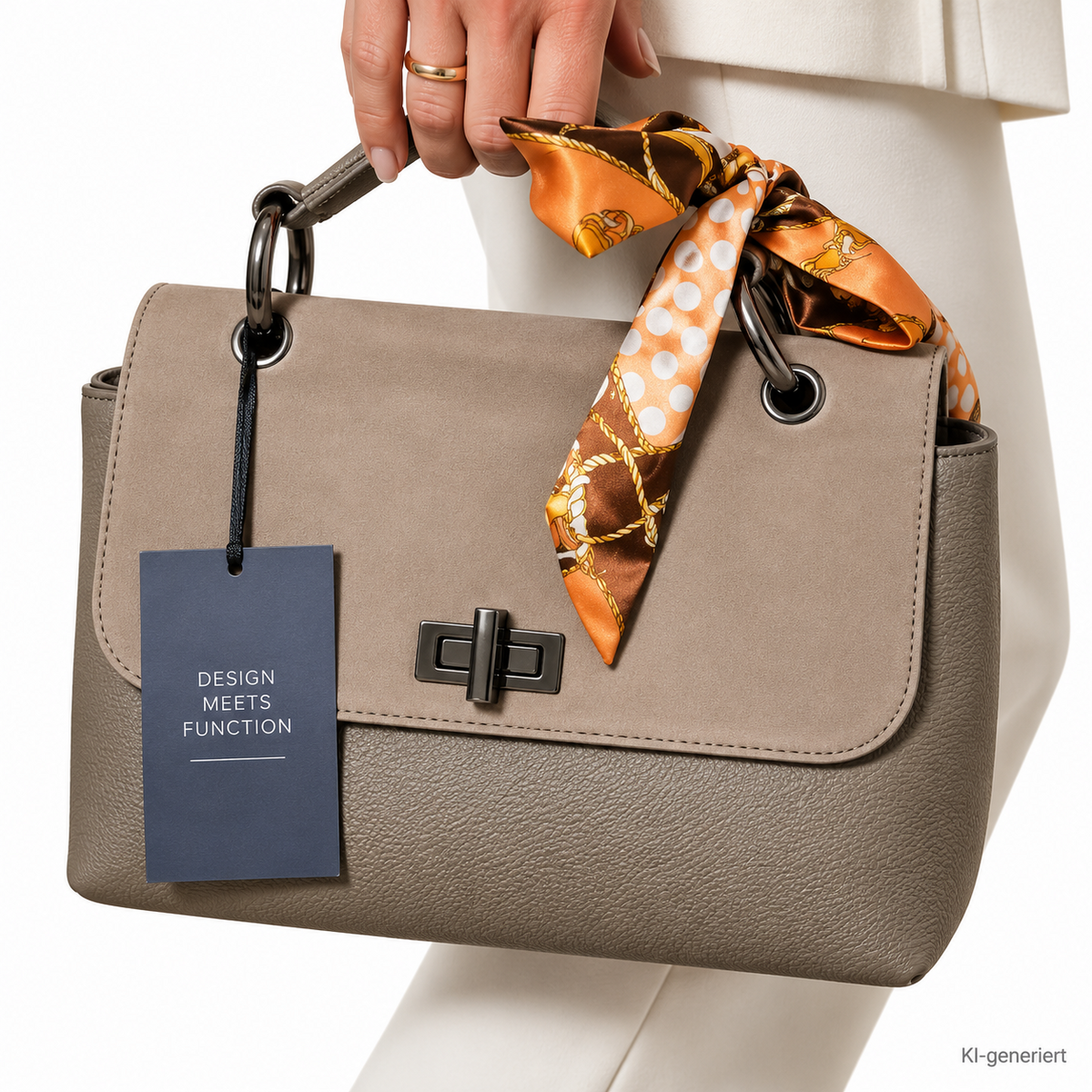 DESIDERIUS Aimee Blogger Edition Damen Ledertasche Taupe Handtasche Echtleder H3