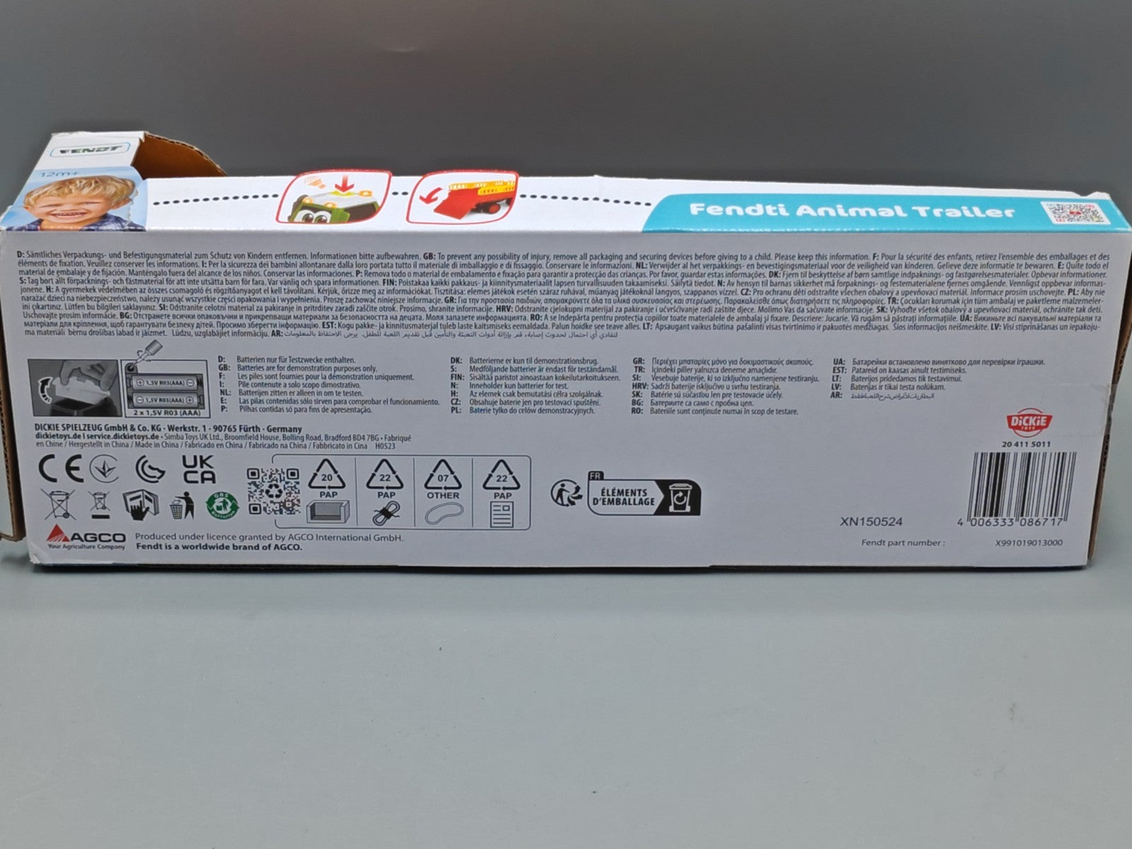 Dickie Toys Fendti Animal Trailer Kuh, Traktor mit Anhänger