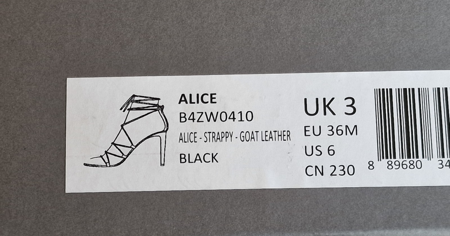 AllSaints Alice Damen Sandalen Leder Schwarz High Heels Riemchen Schuh Gr. 36 G1