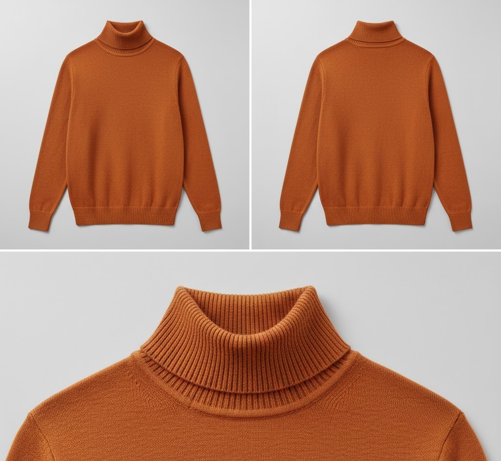 STRANDFEIN Menswear Herren Rollkragenpullover Gr. 54 Terracotta Strickpulli D3