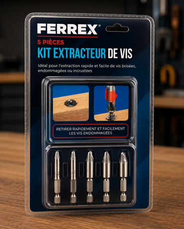 FERREX Schraubenausdreher Bit-Set 5tlg Schrauben Entferner Ausdreher A2