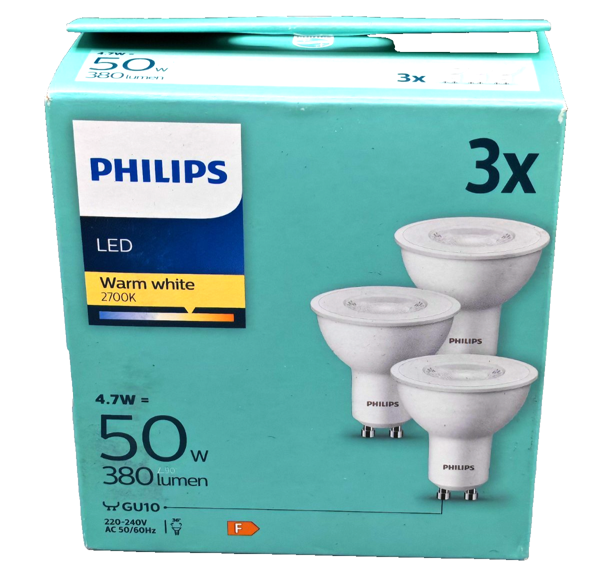 Philips LED 50W, GU10, Warmweiß 2700K, 3 Stück
