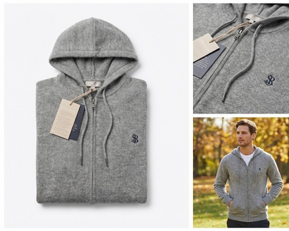 STRANDFEIN Menswear Herren Sweatjacke Gr. 54 Grau Kapuze Hoodie Reißverschluss D