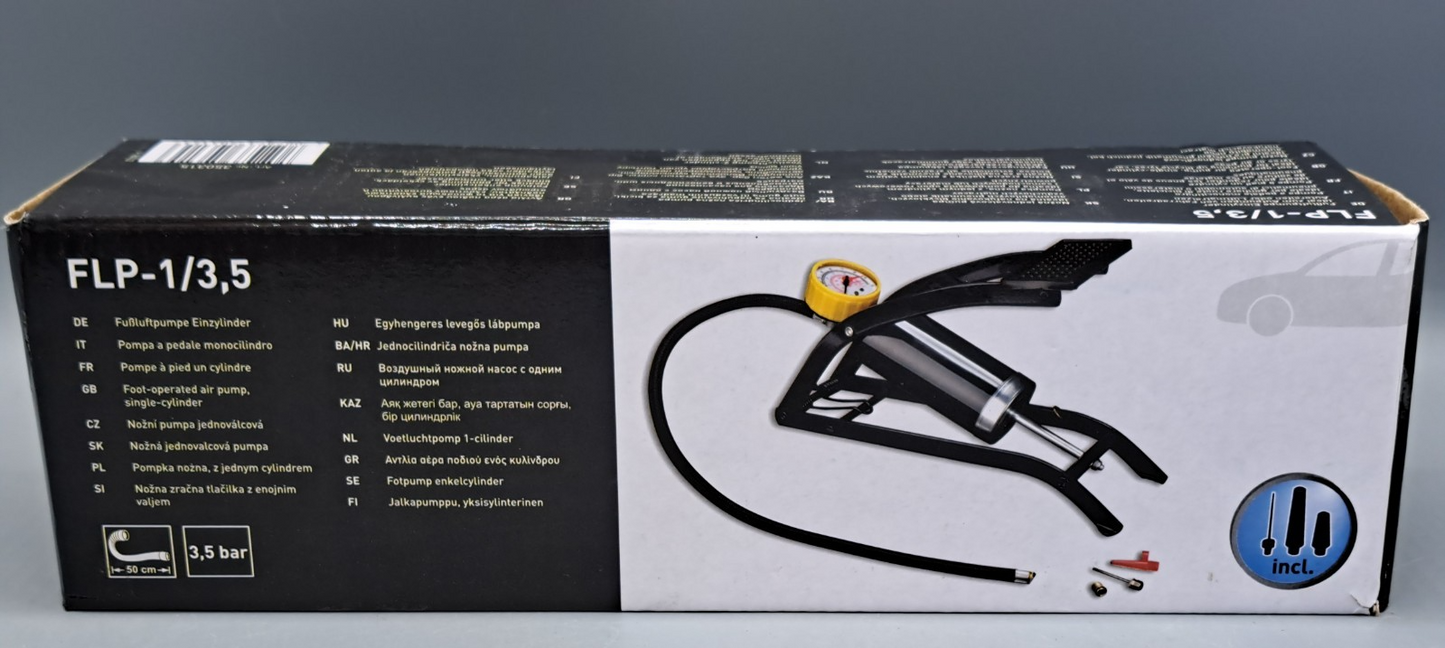 Fußluftpumpe Einzylinder 3,5 Bar FLP-1/3,5 Fahrrad Luftpumpe