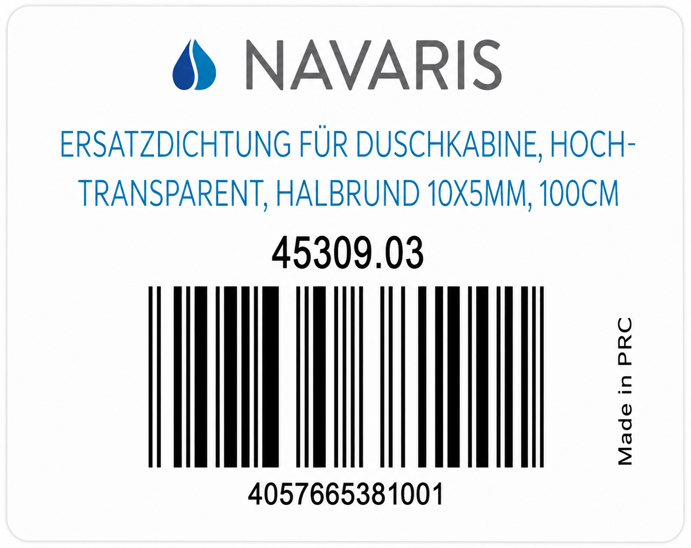 Navaris Duschdichtung 100cm Dichtleiste Duschtür halbrund 10x5mm klar B-02