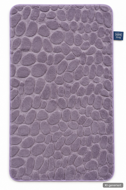 HOME CREATION Badteppich 60x100cm Lila Flieder Steinoptik 3D Struktur D9
