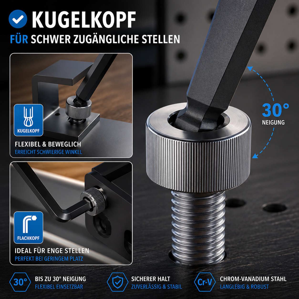 Stonereef Innensechskantschlüssel Set 13-tlg Inbus Kugelkopf Schlüssel Halter A4