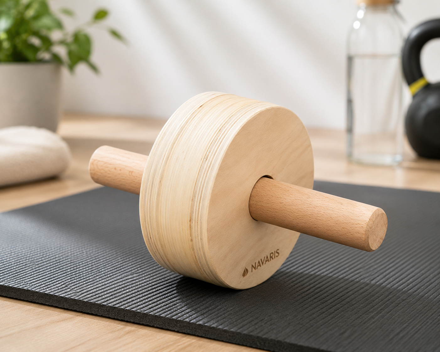 Navaris Bauchroller Holz Ab Roller Bauchtrainer Fitness Muskeltrainer Core E6