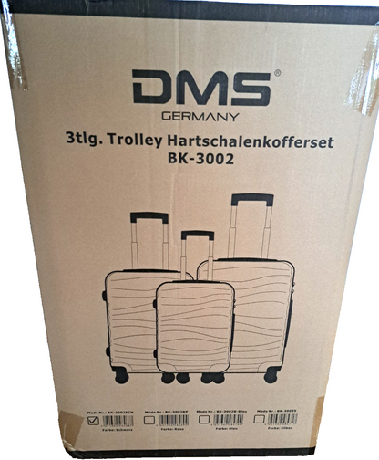 DMS BK-3002 Hartschalenkoffer Set 3-teilig Schwarz Trolley Reisekoffer Kofferset