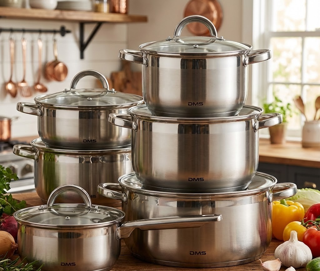 DMS 11-teiliges Topfset Edelstahl Induktion beschichtet Kochtopf Set