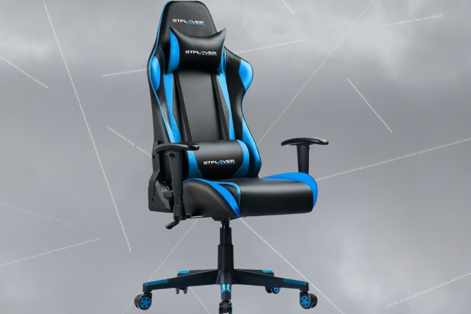 GTPLAYER Gaming-Stuhl Bürostuhl PU-Leder mit verstellbarer Kopfstütze und Lenden