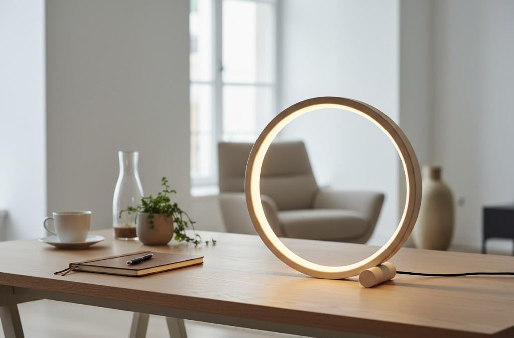 LUMIDA Looks LED Tischleuchte Ring Design 25,5cm Sand Deko Lampe