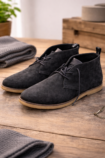 AllSaints Luke Chukka Boots Herren Wildleder Schwarz Leder Stiefel Gr. 40 G1