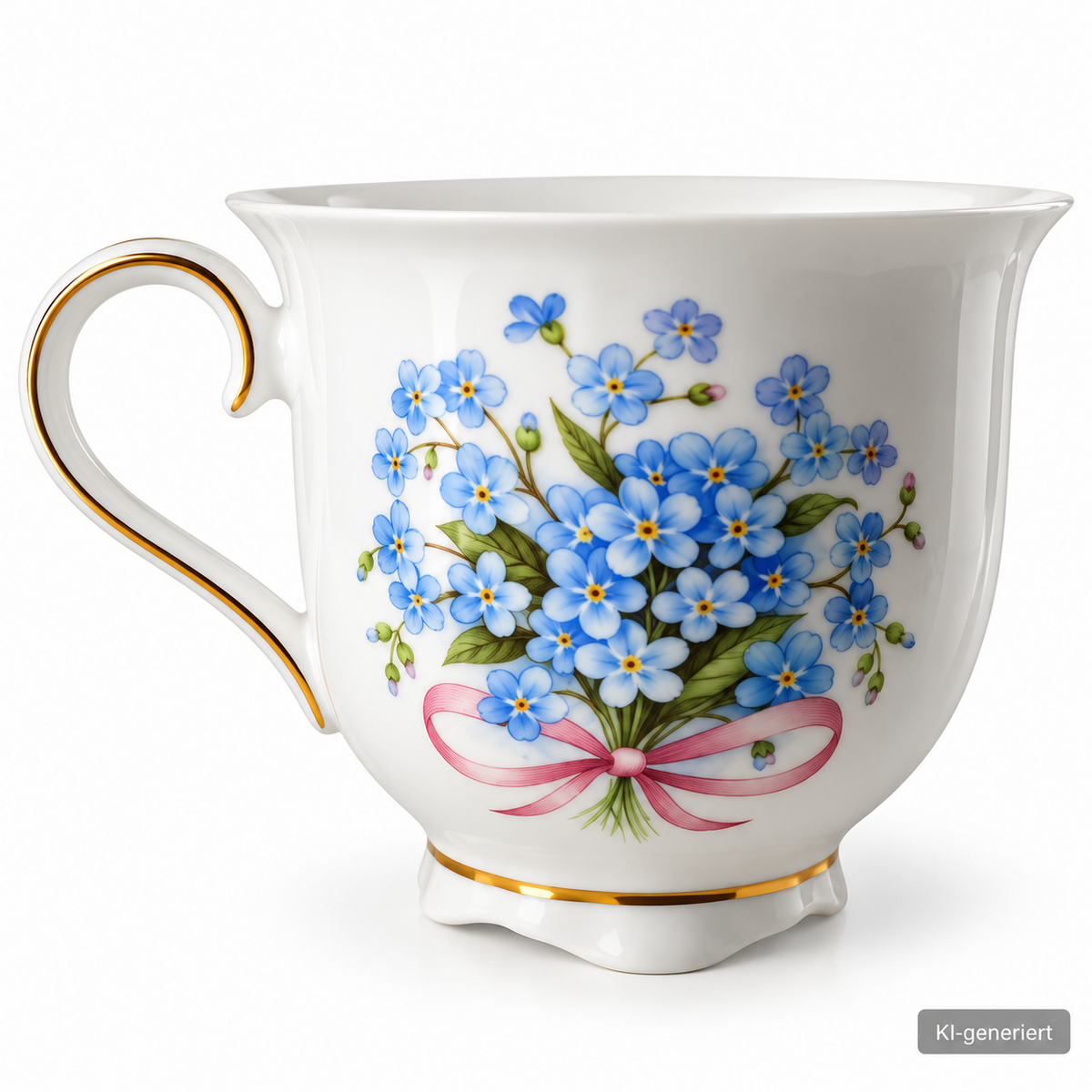 Schirnding Bavaria 21 Porzellan Tasse Vergissmeinnicht Blumen Goldrand B5